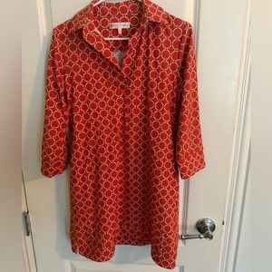 Jude Connally Red and White Geometric Dress